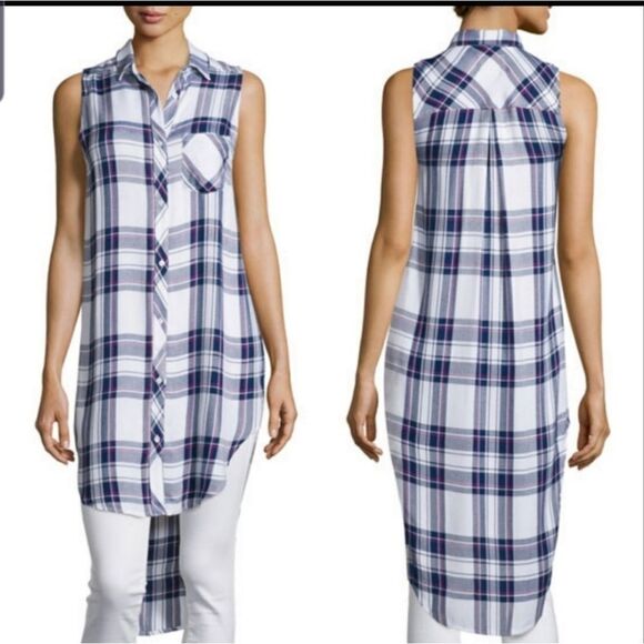 Rails Jordyn white/navy/orchid split tunic tank sz Medium - Picture 1 of 6